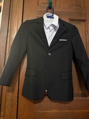 Boys “tux style” suit pants and vest includedBlack Two-Button Blazer Notch Lapel